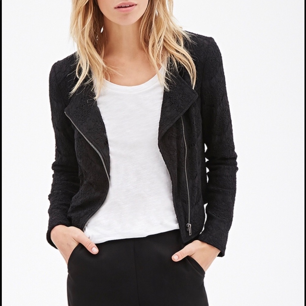 Black Lace Dress Jacket with zipper - Picture 1 of 7